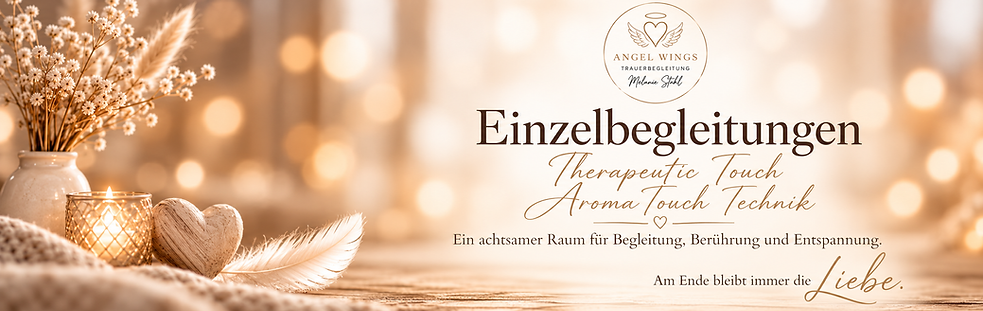 auf diesem Bild sind Informationen zum Thema Einzelbegleitungen und Therapetic Touch und Aroma Touch Technik