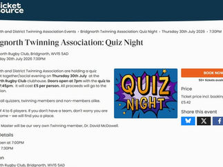 Quiz Night, Thursday 30th July 2026