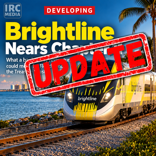 Graphic about Brightline's reported preparation for a possible Chapter 11 restructuring in Florida.