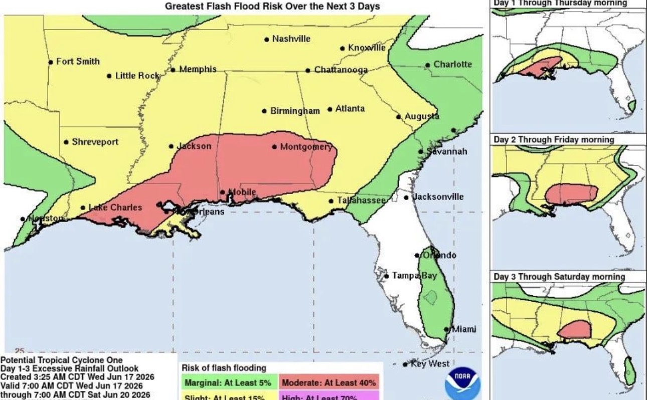 Excessive rainfall outlook associated with the Florida weather story.