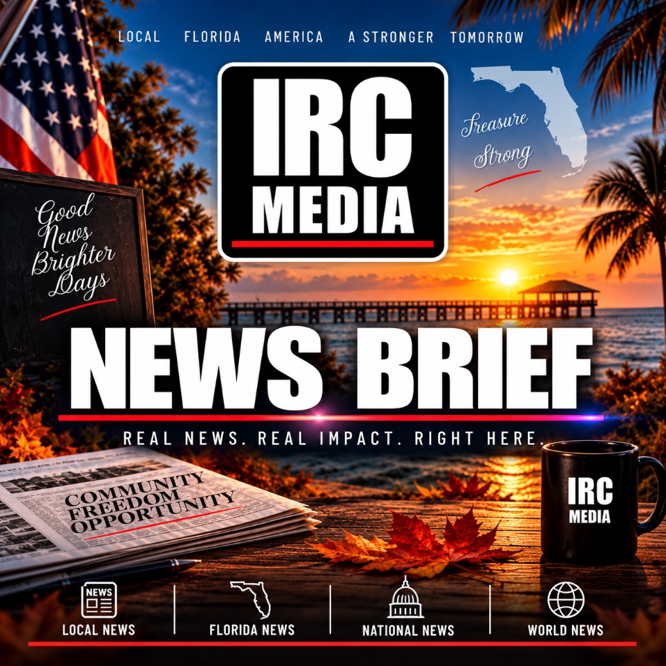 IRC Media News Brief cover graphic for the evening news briefing.