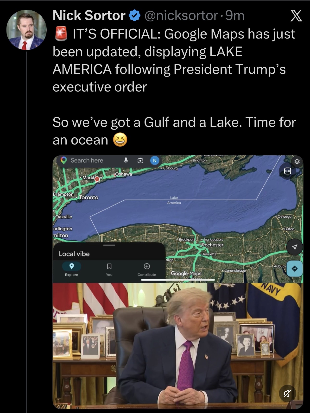 Google Maps screenshot showing the Lake America designation.