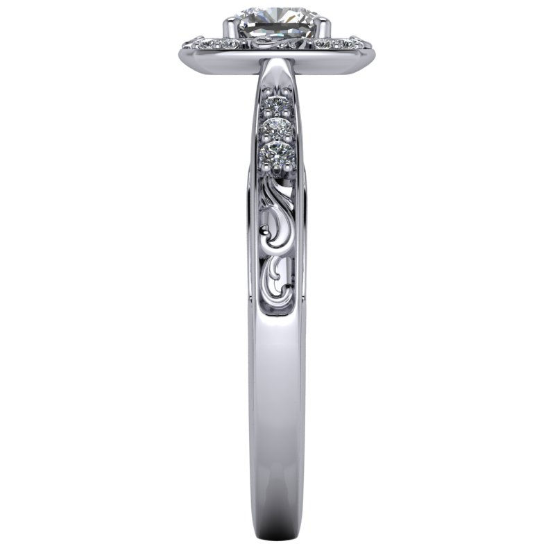 Thumbnail: An engagement ring design for a 0.65ct Cushion cut diamond