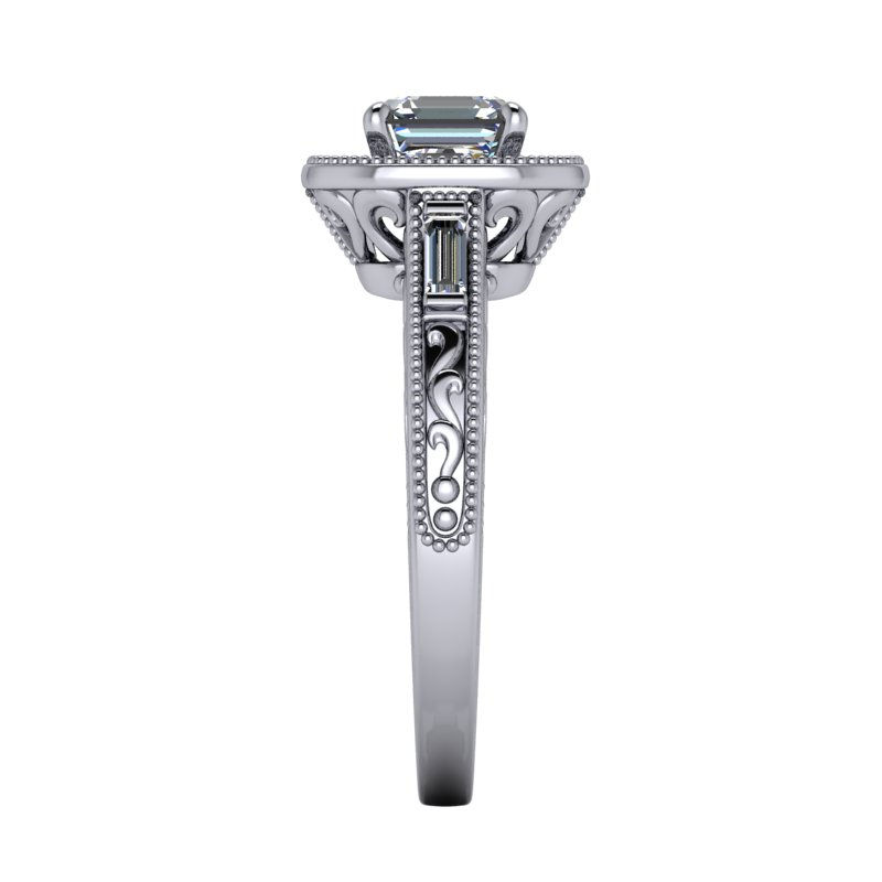 Thumbnail: An engagement ring design for a 1.00ct Asher cut diamond.