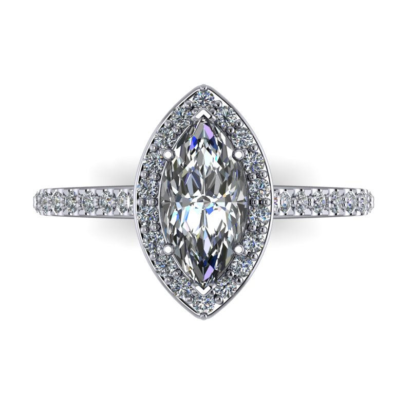 Thumbnail: An engagement ring design for a 1.00ct Marquise cut diamond with diamond detail.