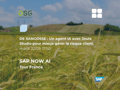 Annonce de la session « DE SANGOSSE : Un agent IA avec Joule Studio pour mieux gérer le risque client », SAP NOW AI Tour France, mardi 22/09 à 17h50
