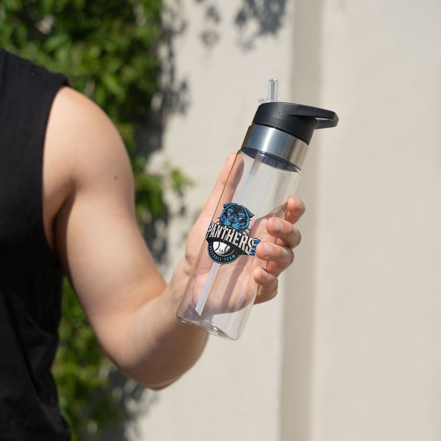 Person holding a personalised water bottle