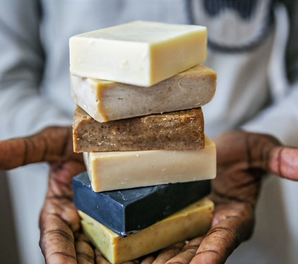 Lafiya Soaps Stacked on Hand