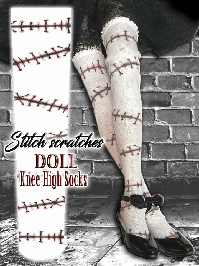サムネイル： オリジナル ドールニーハイソックス ＜ SO-03 Stitch scratches Doll Knee High Socks ＞