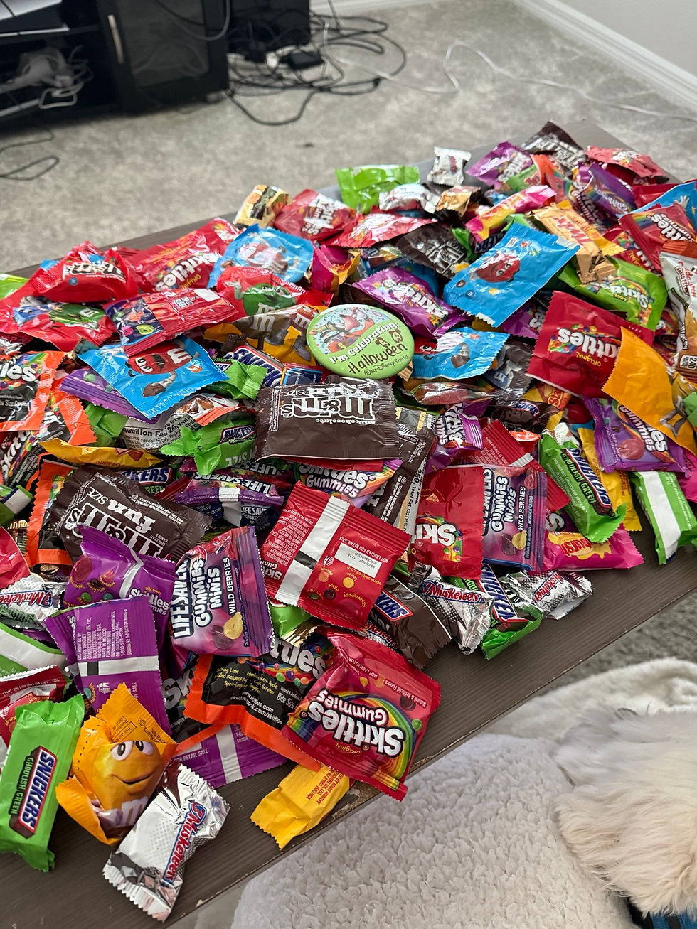 Candy haul from all 15 trick-or-treat stops at Mickey’s Not-So-Scary Halloween Party 2026
