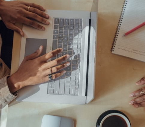 Woman working on laptop