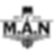 A white background and black logo featuring a paintbrush and M.A.N, a painting company