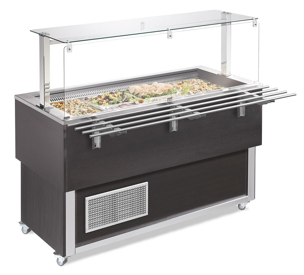 dunkle Kaltausgabetheke, Seitenansicht