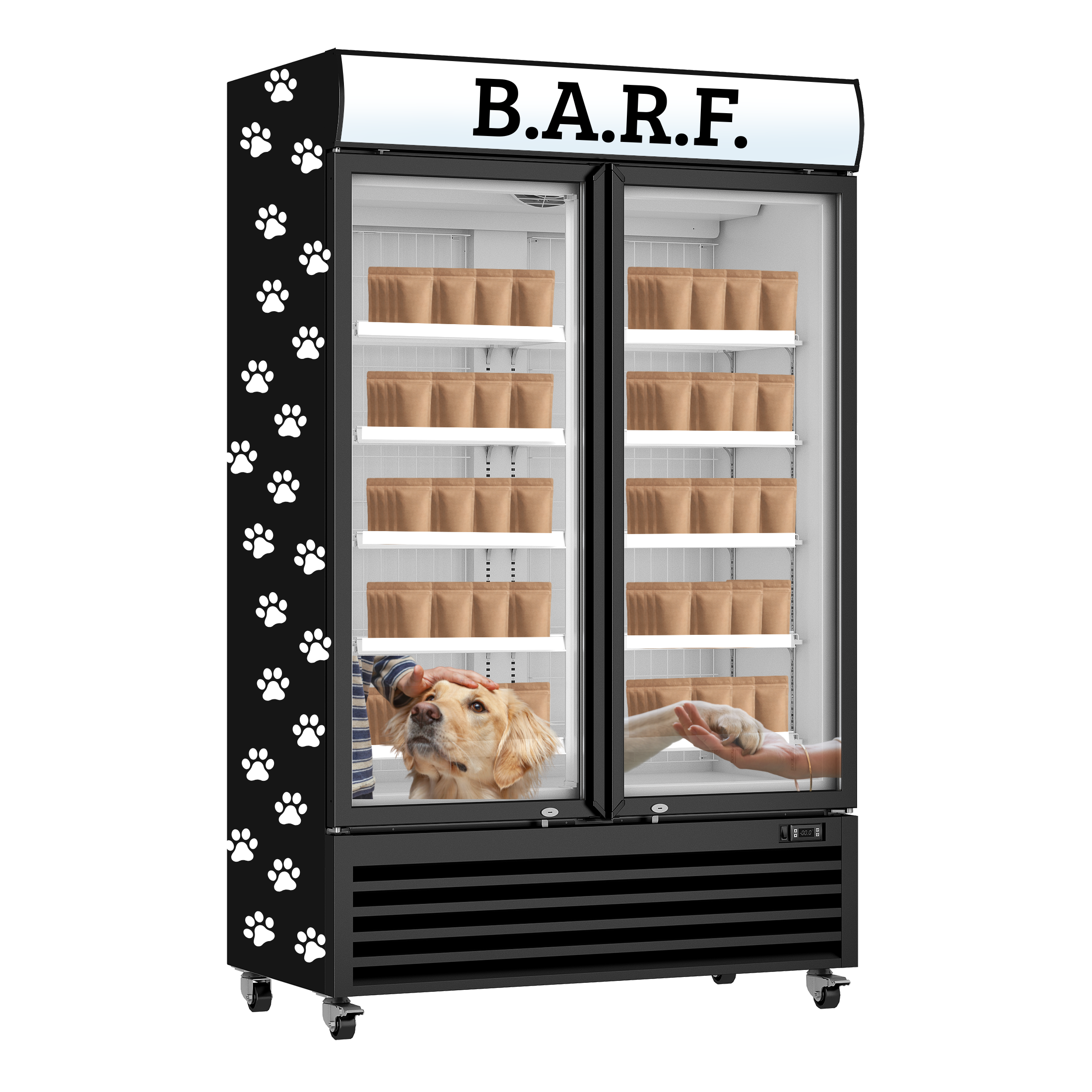 Tiefkühlschrank für Tierfutter mit Branding