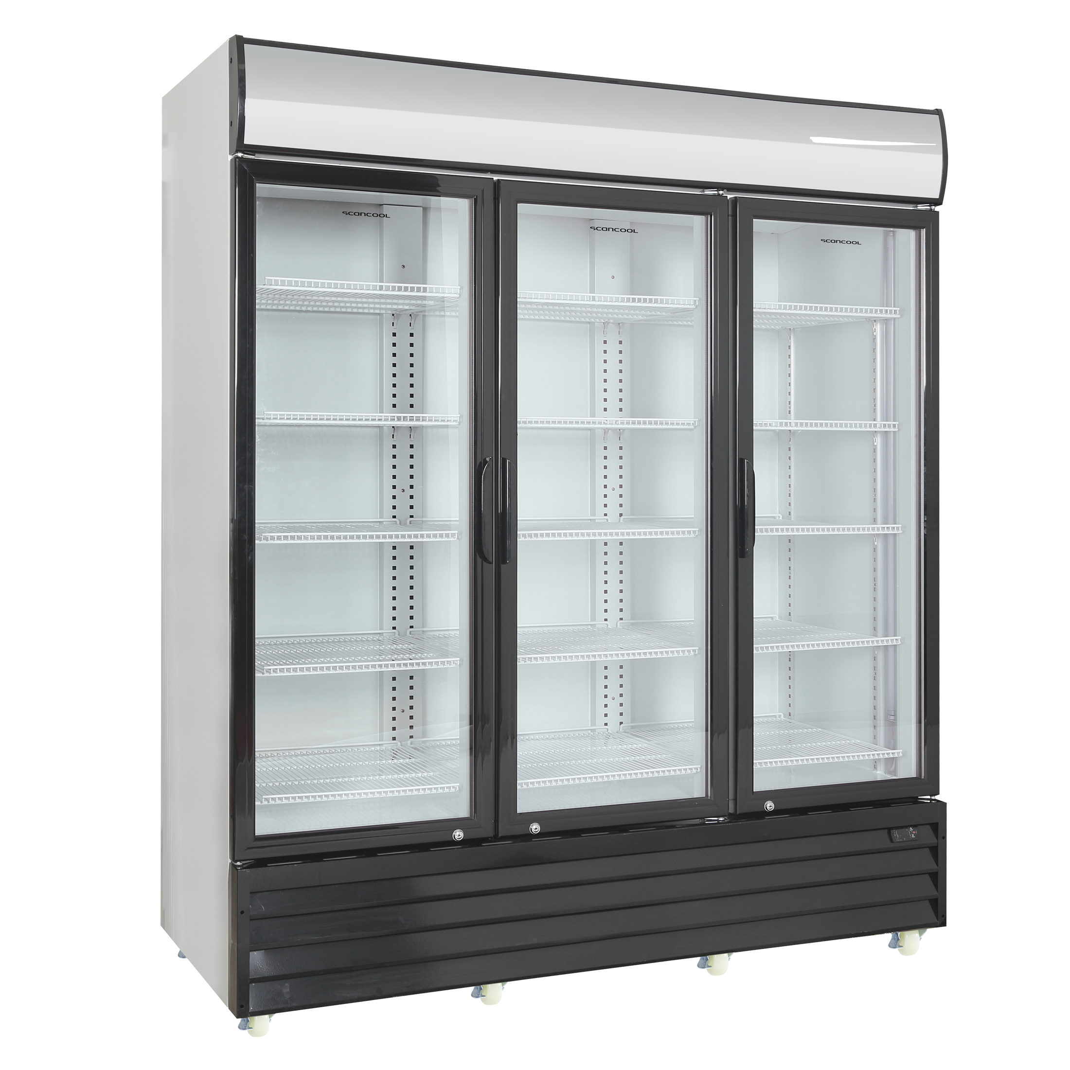 Glastürkühlschrank mit Trippeltür, Seitenansicht