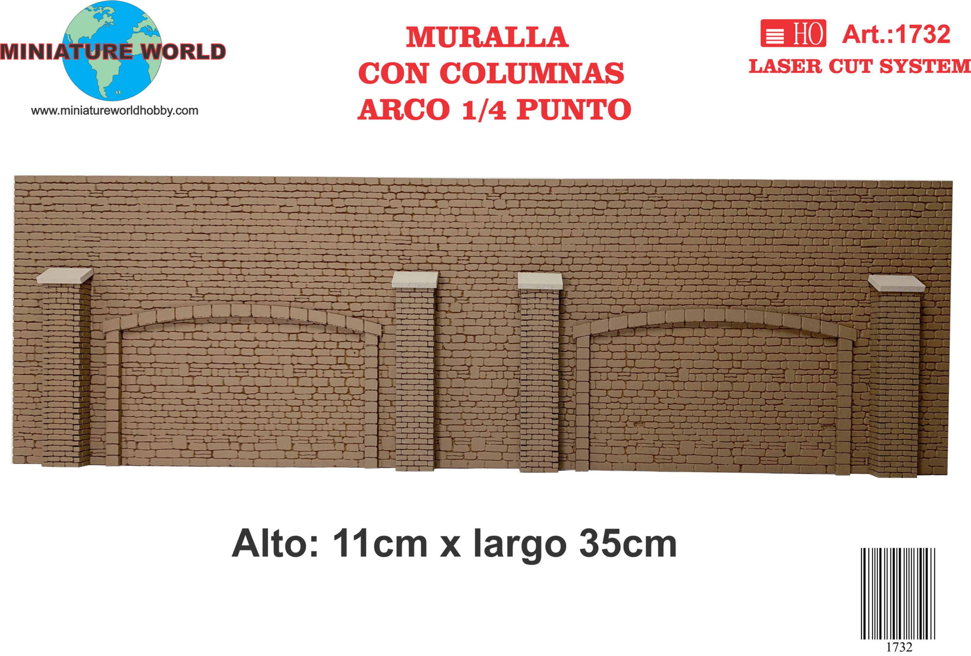 Muralla con relieve + columnas + arco 1/4 punto