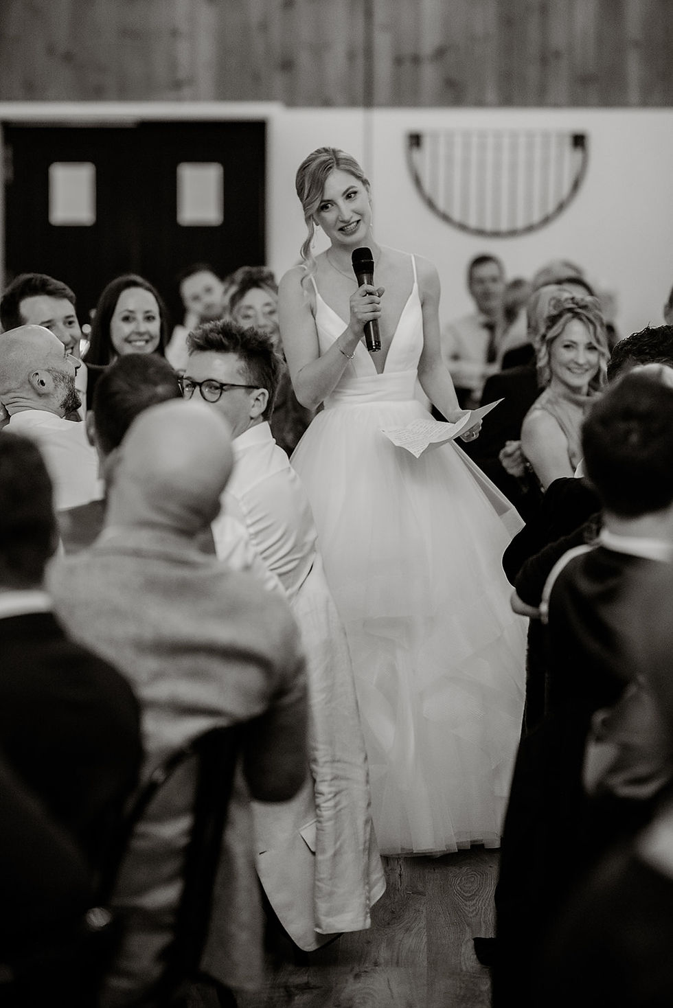 calm bride delivers her speech
