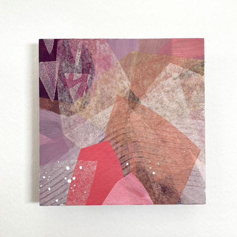 This piece explores depth and texture through layers of delicate tissue paper. The translucent pink and red hues shift with light, reflecting the fragility and complexity of emotion through material and form. A spacer mounted on the back allows the piece to float slightly in front of the wall.

Heart Sigh I is part of a small series of three works, which can be purchased individually or as a complete set. One of the photos shows the full effect of the series together.
