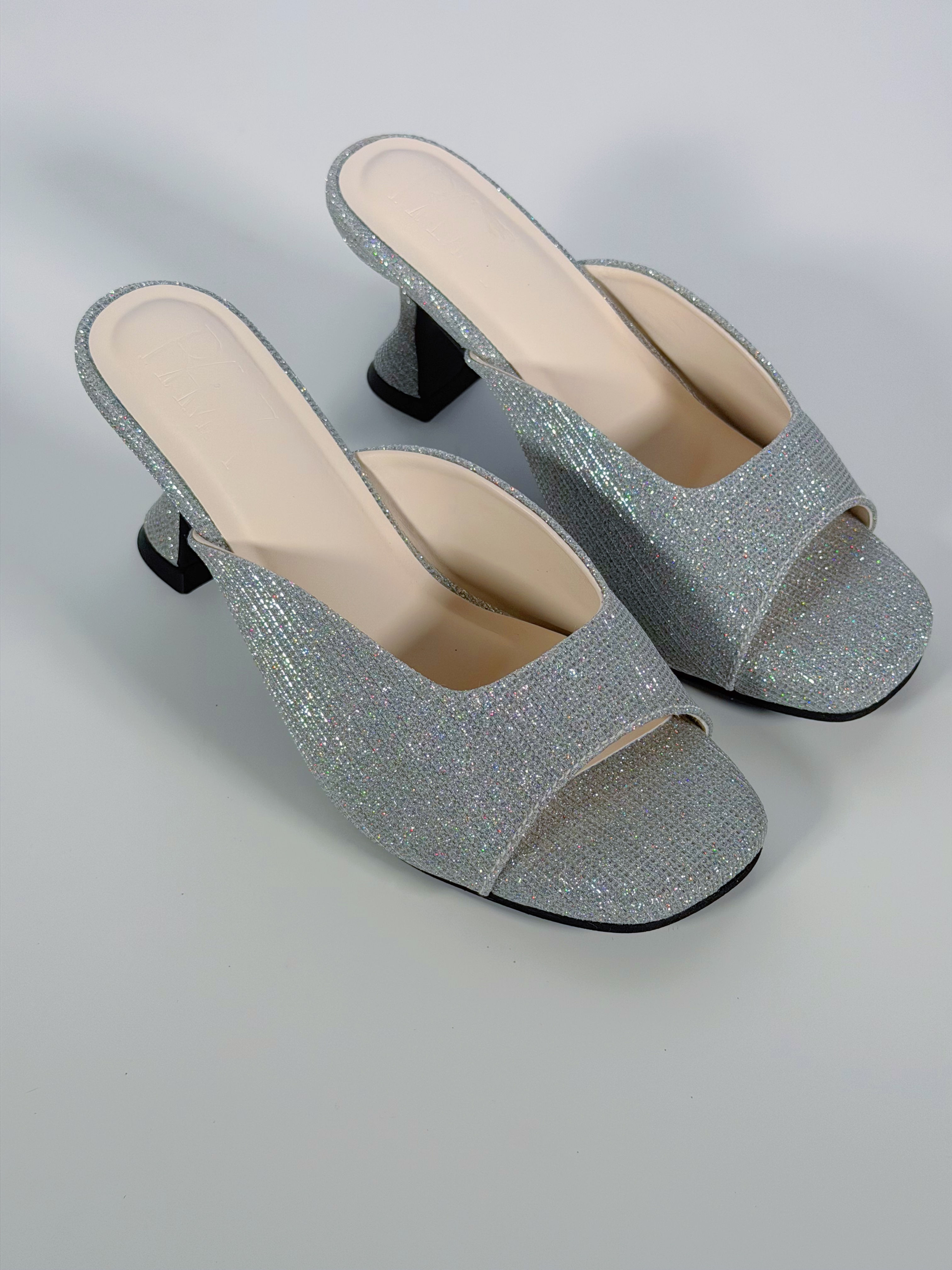 Refined Silver Sparkle Glitter Heel
