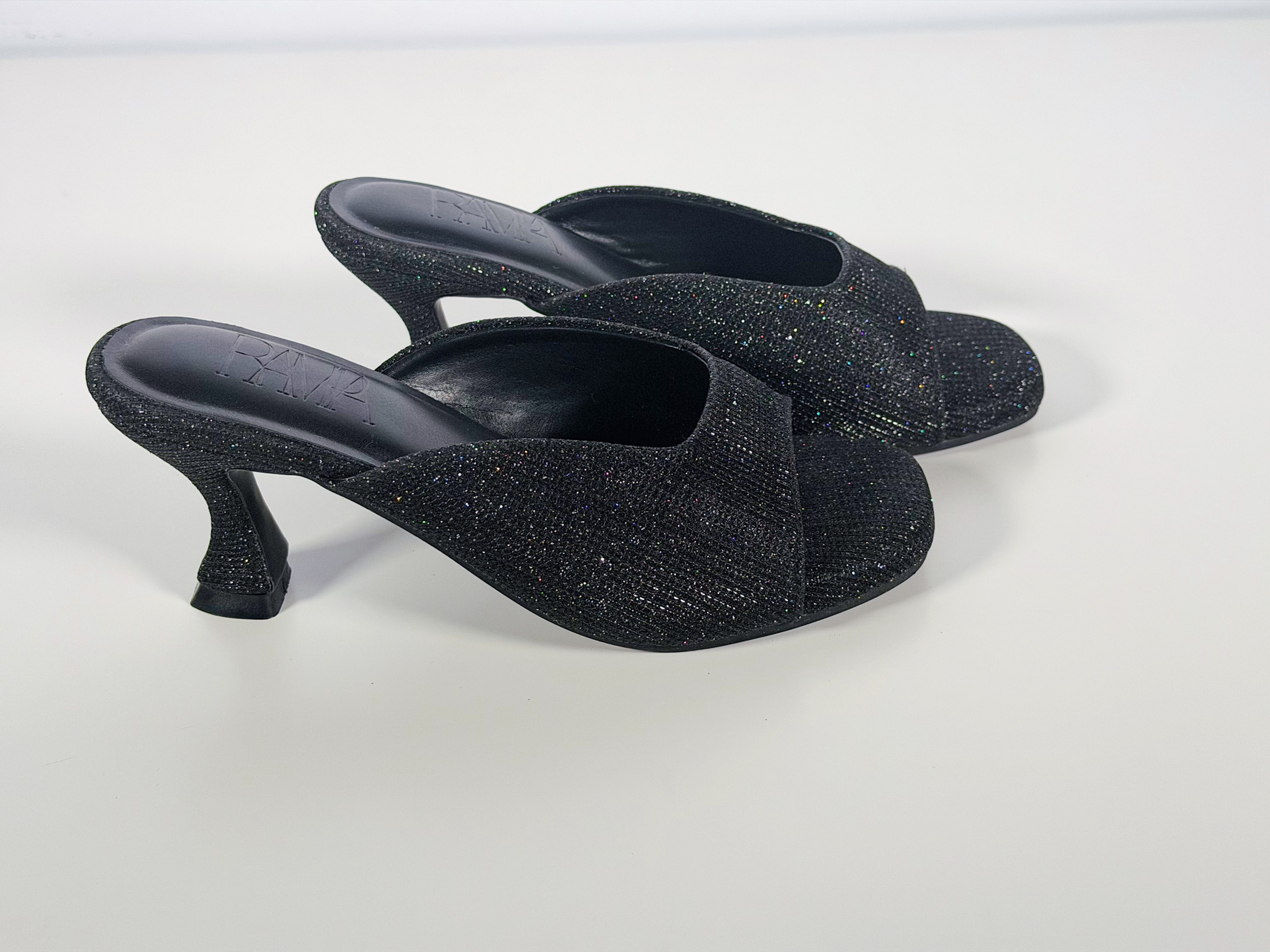 Midnight Black Glitter Heel