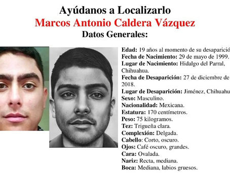 Mantiene FGE trabajos para localizar a Marcos Antonio Caldera Vázquez en Jiménez