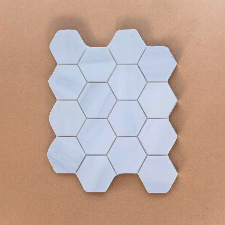 Bianco White Hex Honed Mosaics Tile