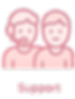 Support staff icon featuring two people with visible text Support and context.