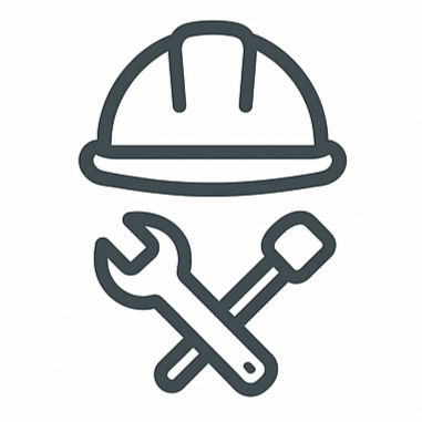 ヘルメットとレンチのアイコン、建設や修理の概念、Y・Cエクステリア