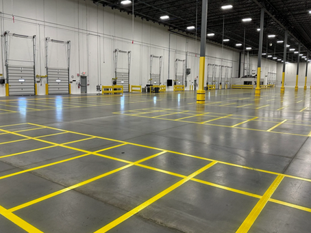 Warehouse safety line striping in Florida