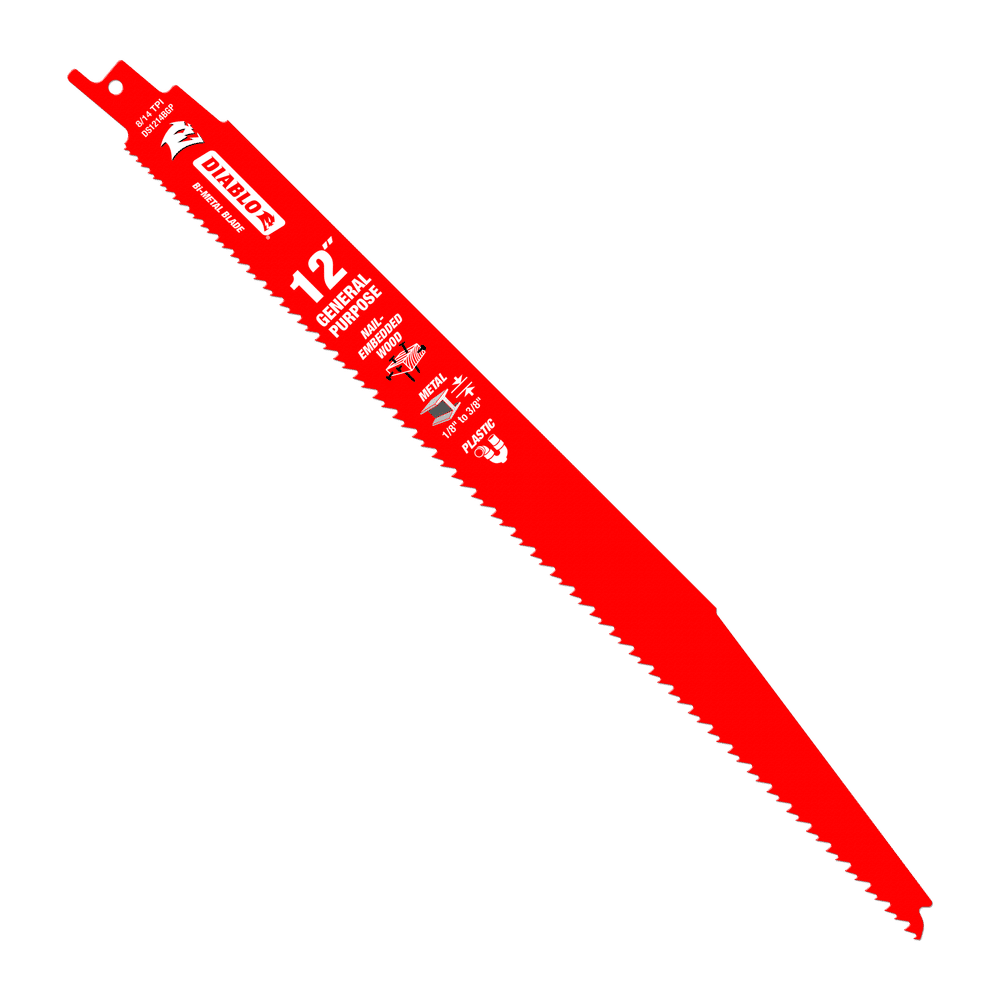 Hoja recíp. Bi‑Metal 12" p'madera con clavo, metal, plástico (25 pk) DS1214BGP25