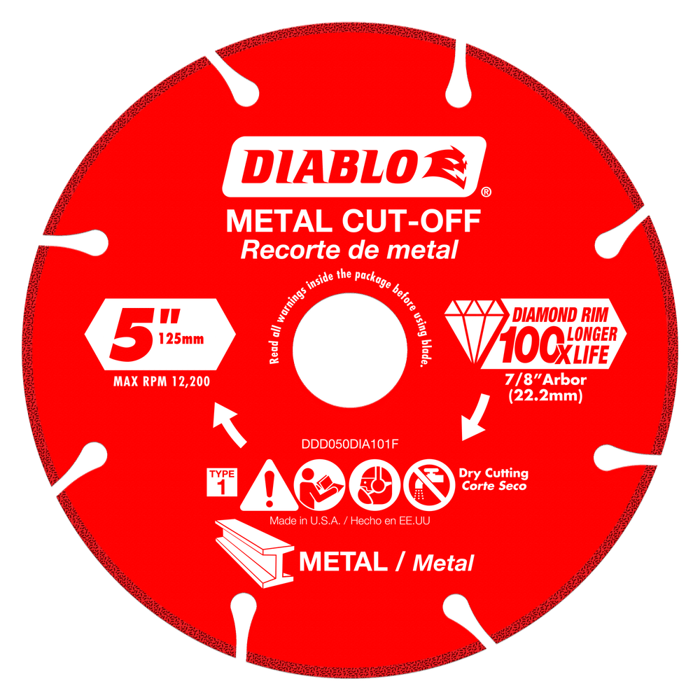 Disco de corte para metal con borde de diamante de 5".  DDD050DIA101F