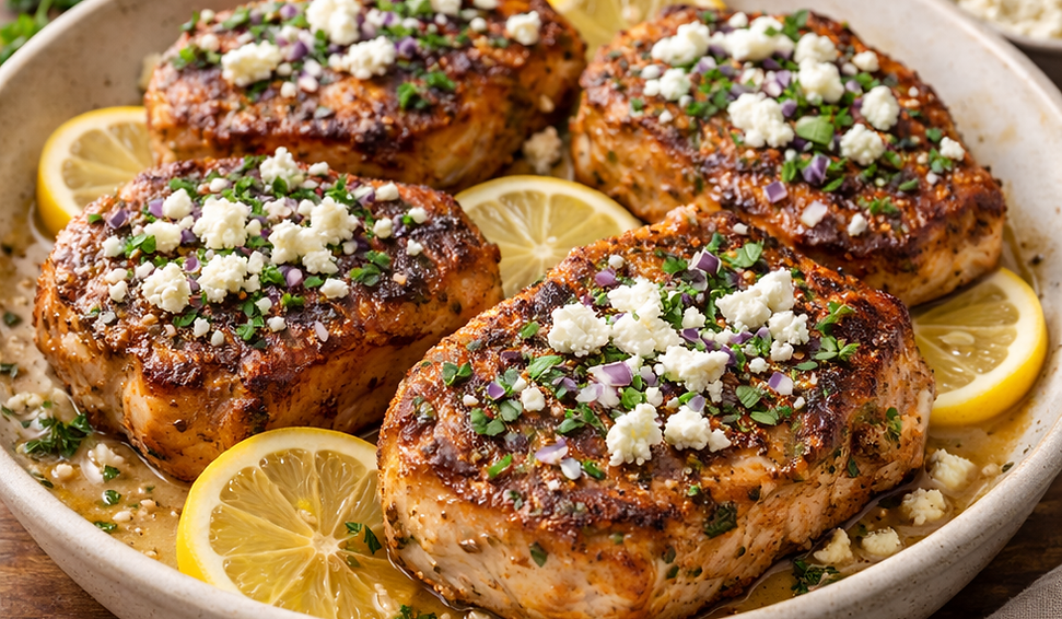Quick Greek lemon pork chops seasoned with a herby blend and bright lemon—easy freezer prep for fast weeknight dinners.