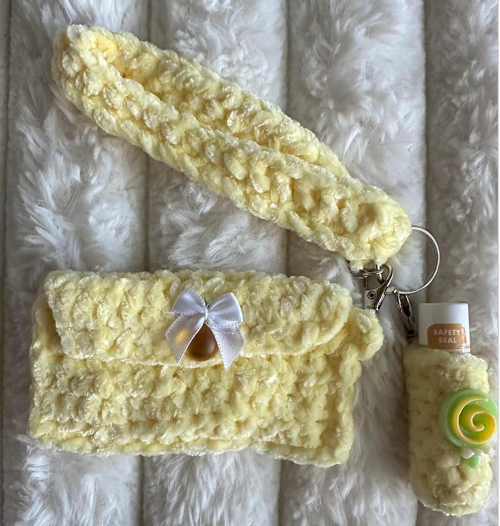 Thumbnail: Heavenly Soft Crochet Wristlet Set – Handcrafted Purse with Lip Balm Holder Bow