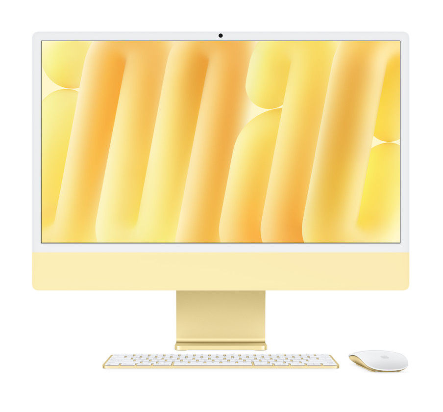 Miniature : Ordinateur iMac jaune, clavier et souris
