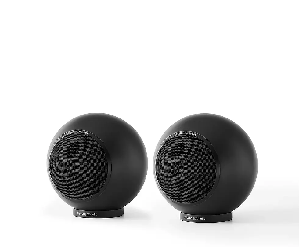Deux enceintes noires sphériques