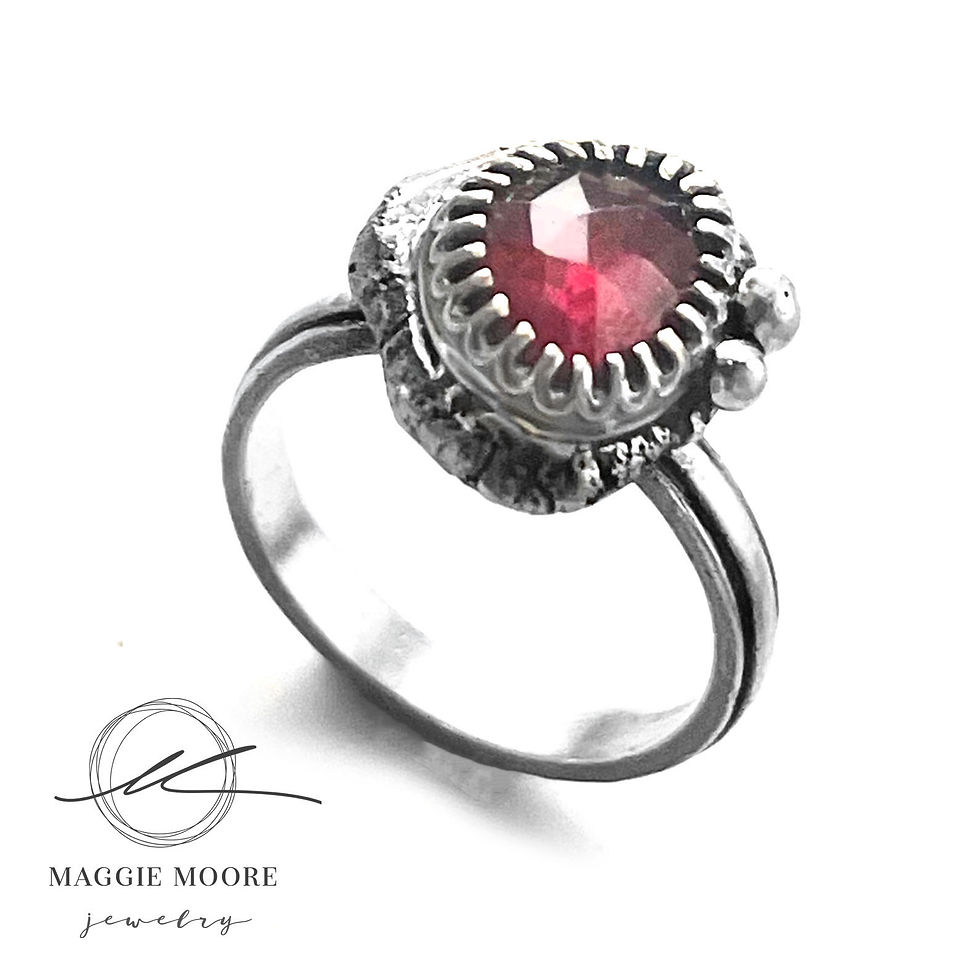 Twin Flame Indian Sunset Rhodalite Garnet Talisman Ring
