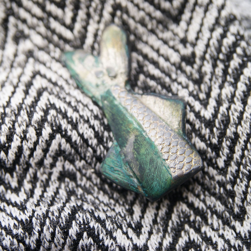 Thumbnail: Shibuichi Fish Tail Brooch
