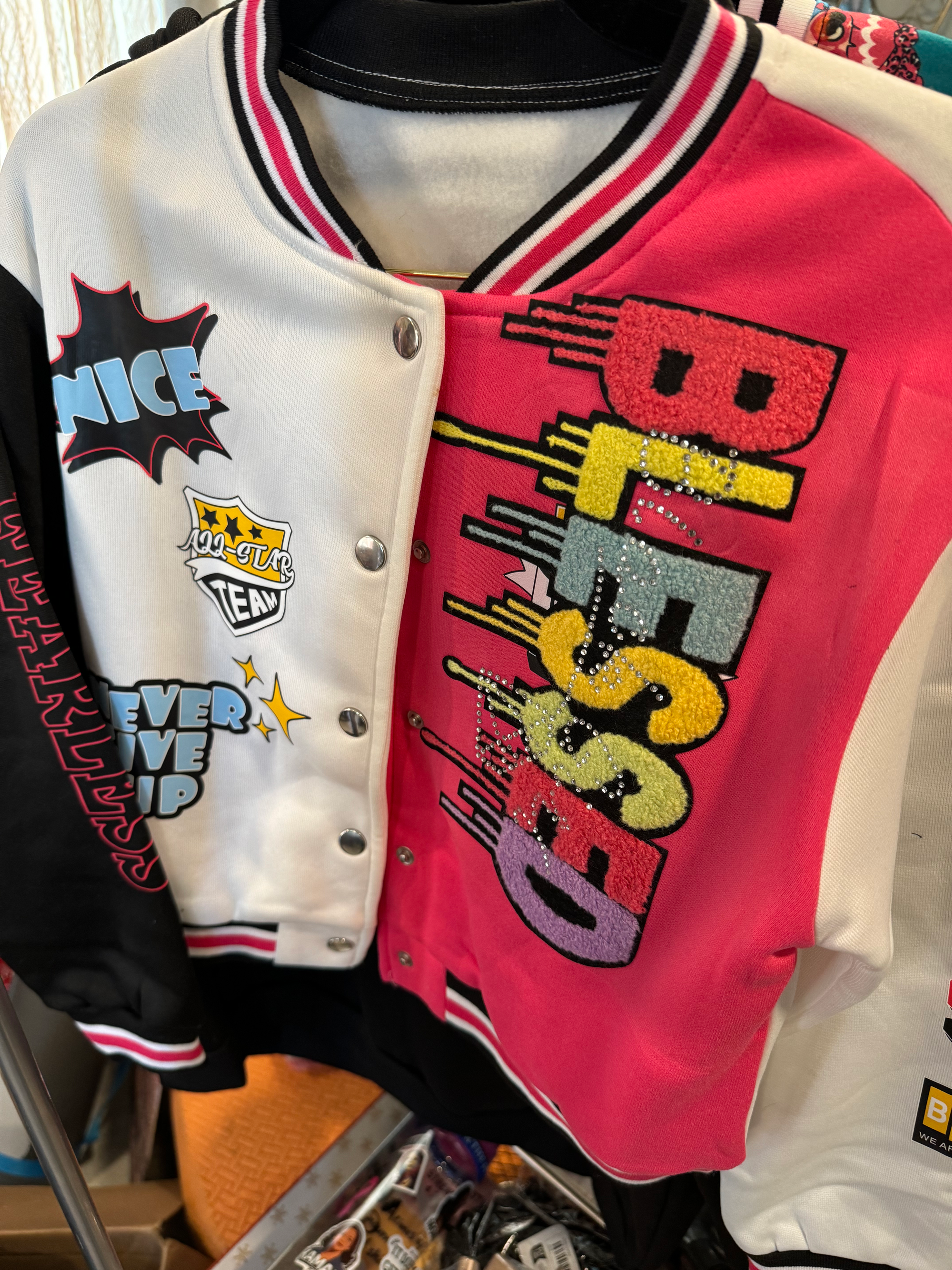 Never GIVE UP Blessed Bling Letterman Girl's Jacket