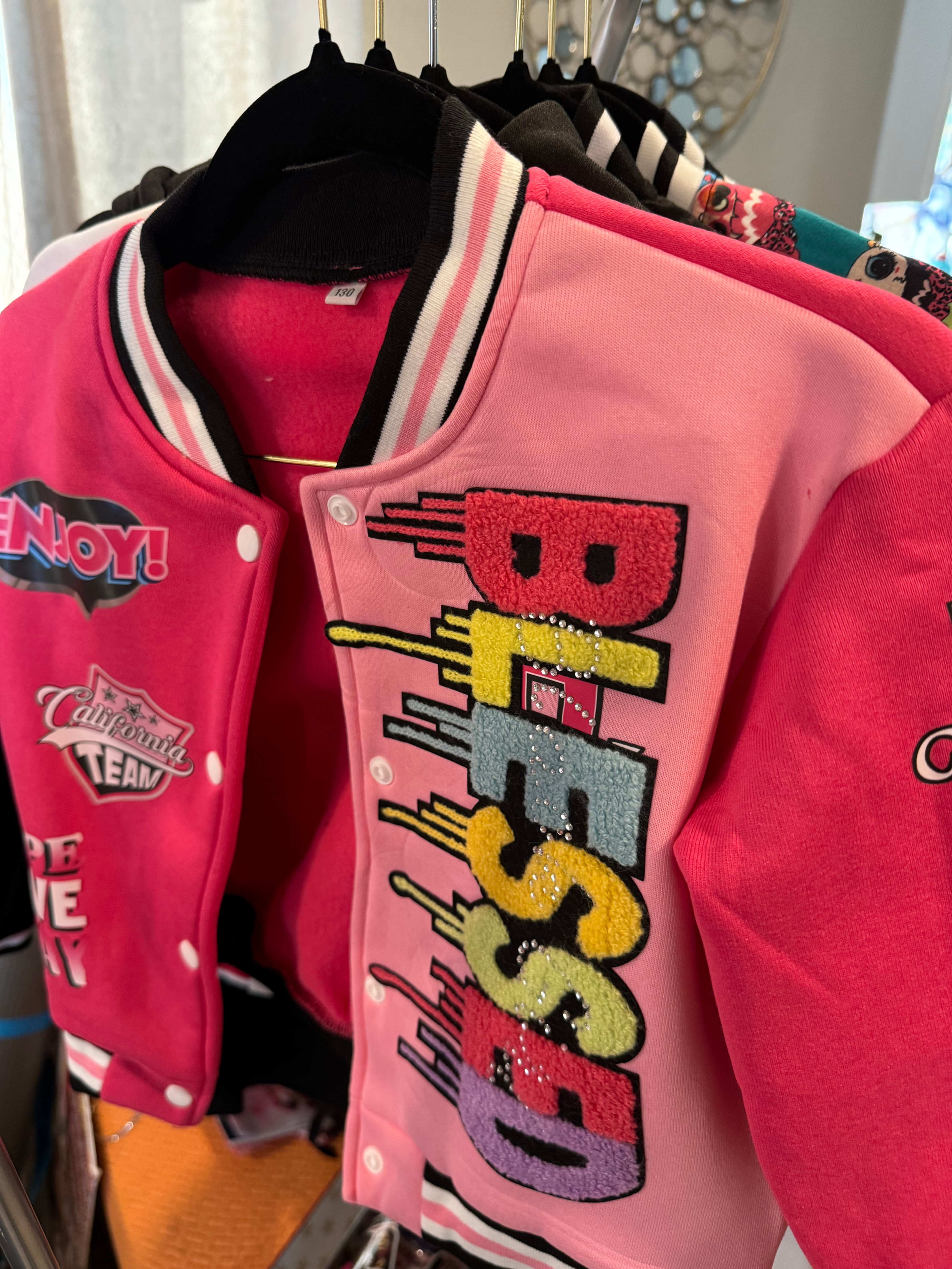 ALL PINK BLESSED GIRLS LETTERMAN JACKET