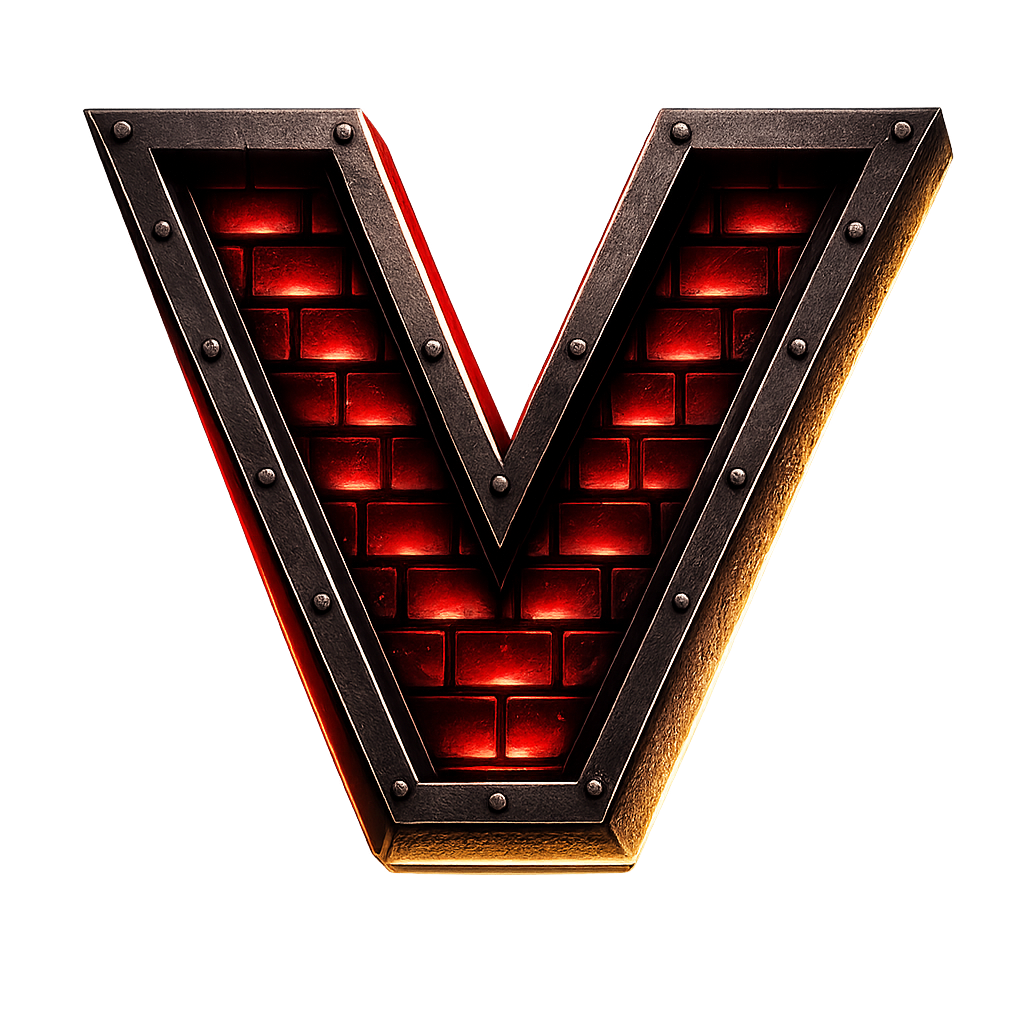Industrial illuminated V with warm glow.png