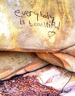 sandstone on which the words "everybody is beautiful"