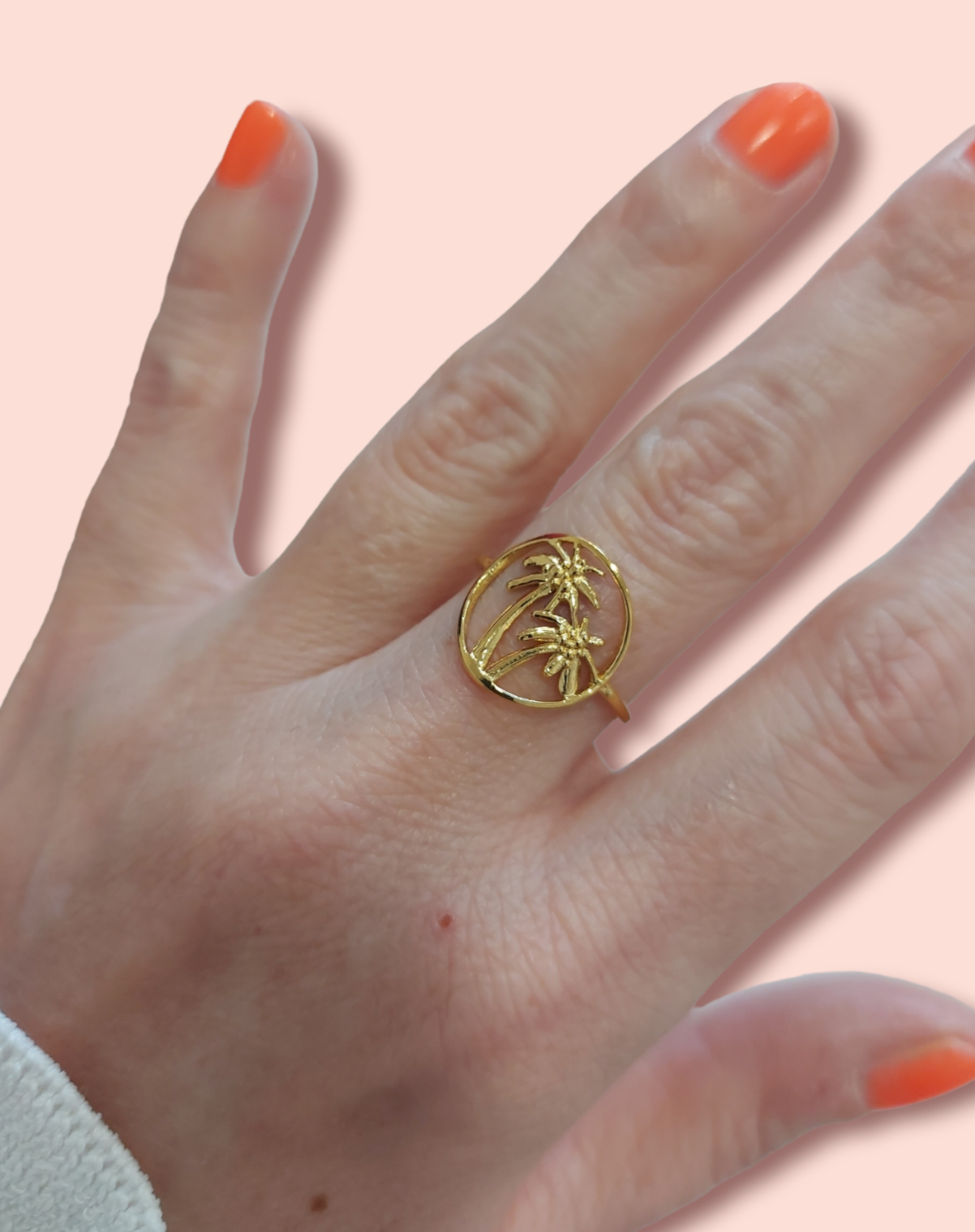 Anillo acero palmeras