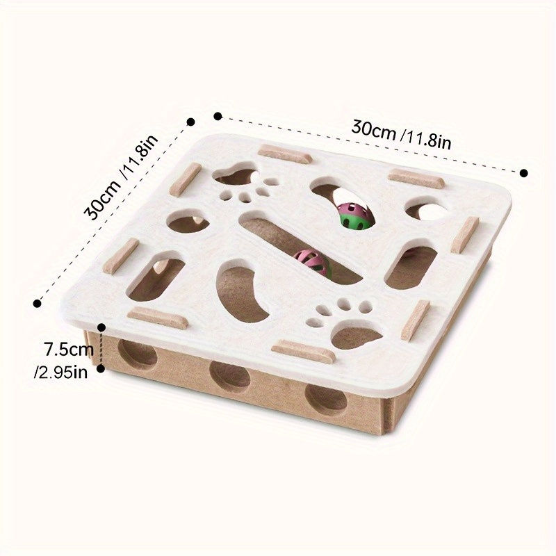 Thumbnail: Interactive Cat Puzzle Toy: "Paw-and-Seek" Maze Box & Spinner Game—Durable, Sc