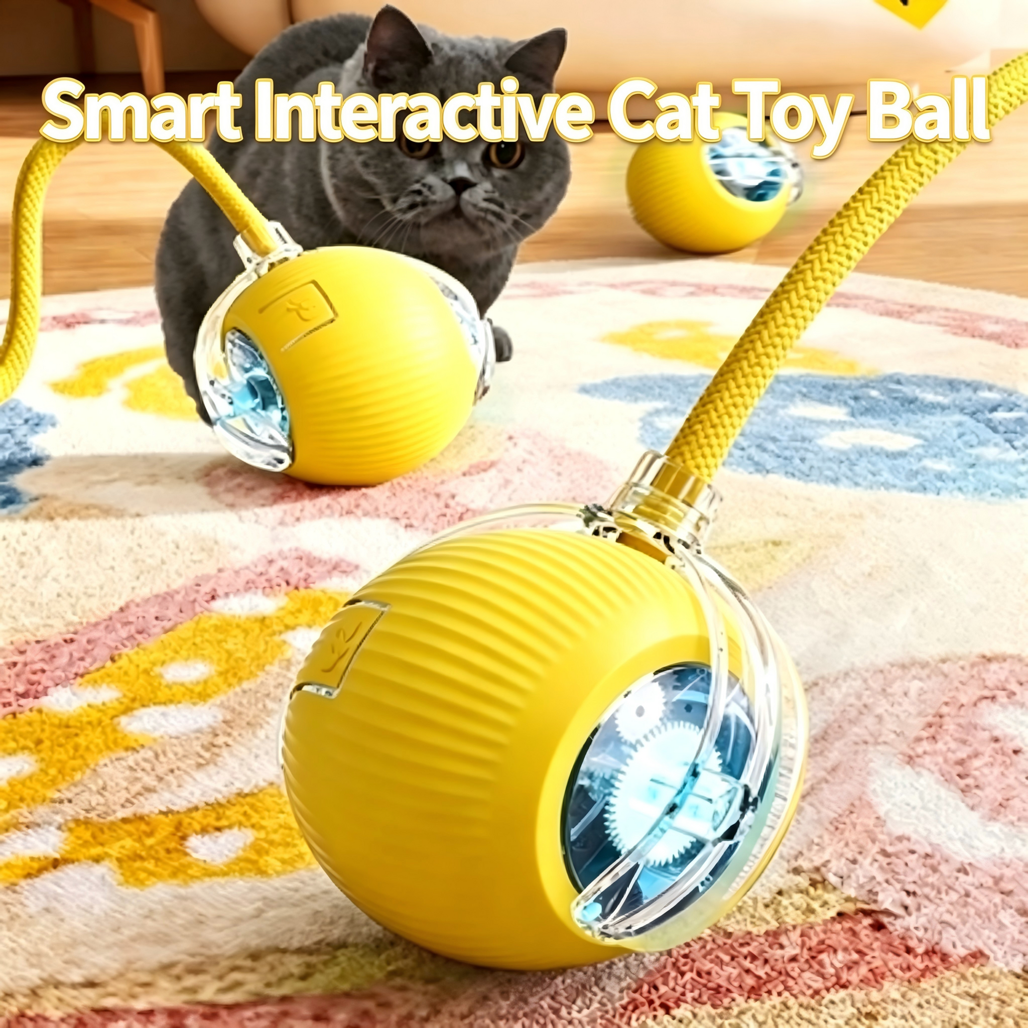 Smart Interactive Cat Ball – Self-Rolling Toy with Obstacle Avoidance