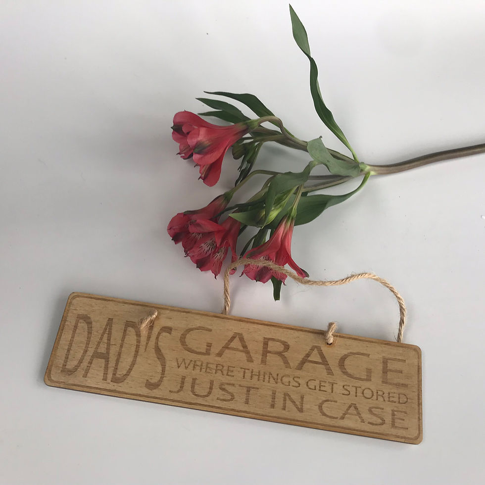 Thumbnail: Dad's Garage Where Things Get Stored Wooden Sign