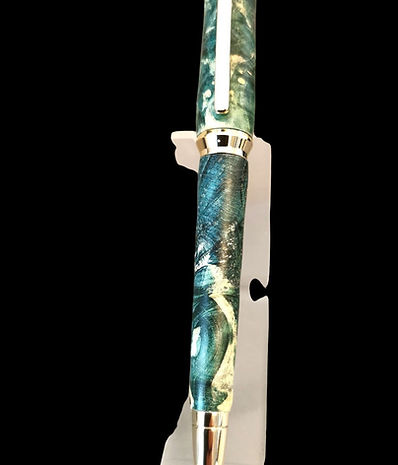 Concova Pen in Stabilized Turquoise box Elder Burl