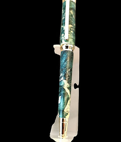Concova Pen in Stabilized Turquoise box Elder Burl