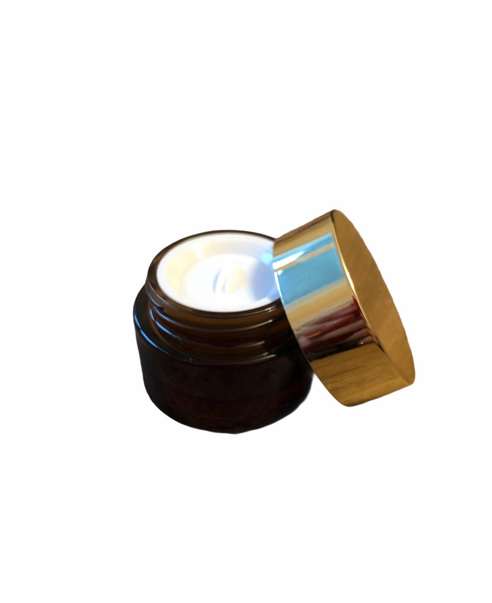 Rudas mažas stiklinis indelis 30ml.