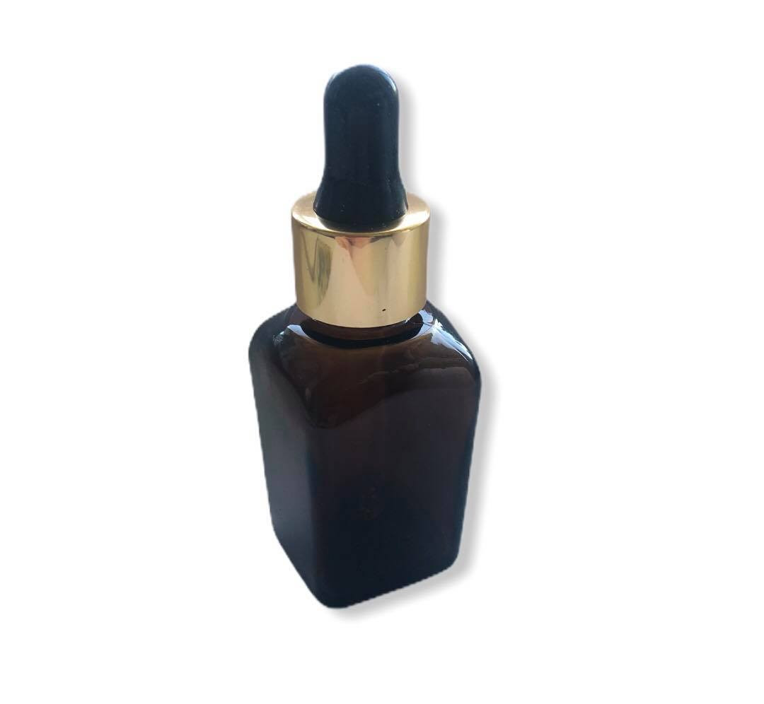 Rudas kvadratinis buteliukas su pipete (10-20ml.)