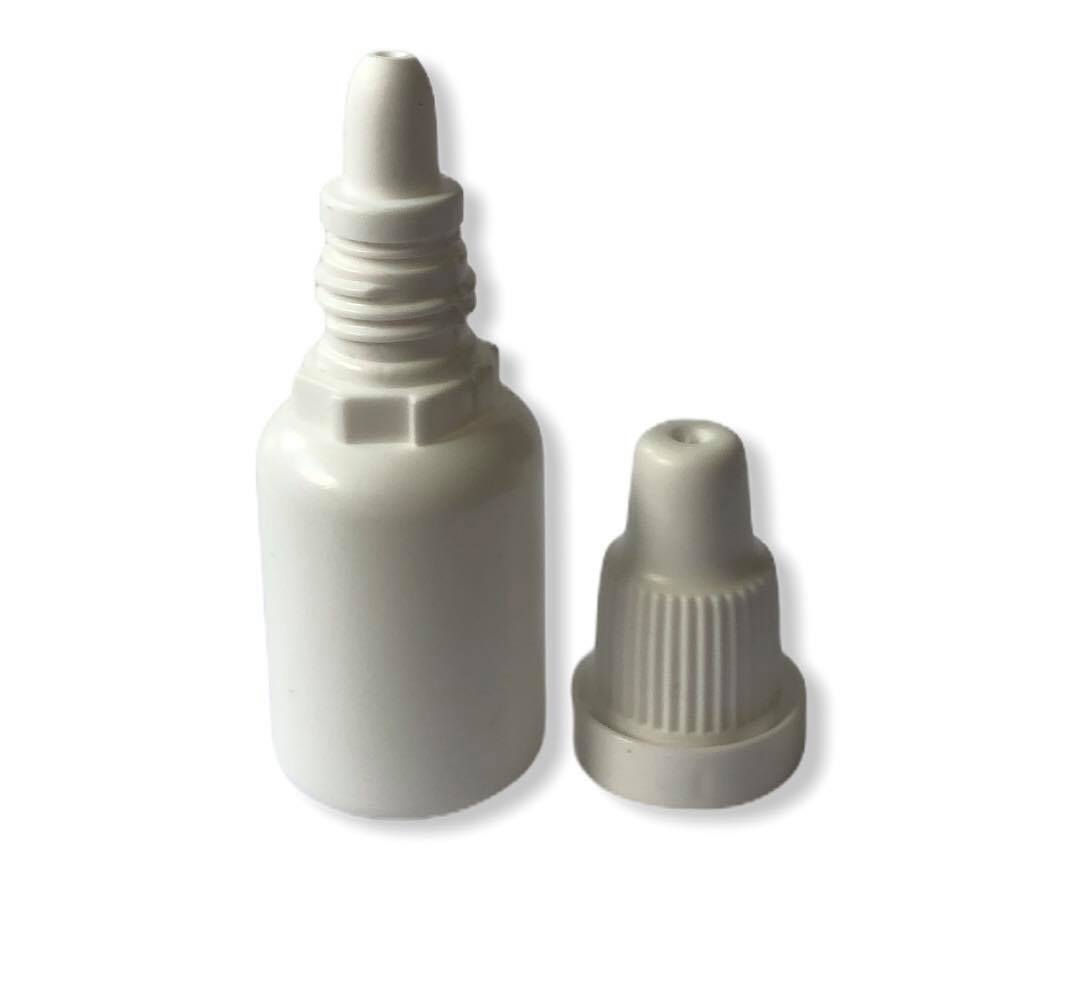 Baltas plastikinis lašintuvas